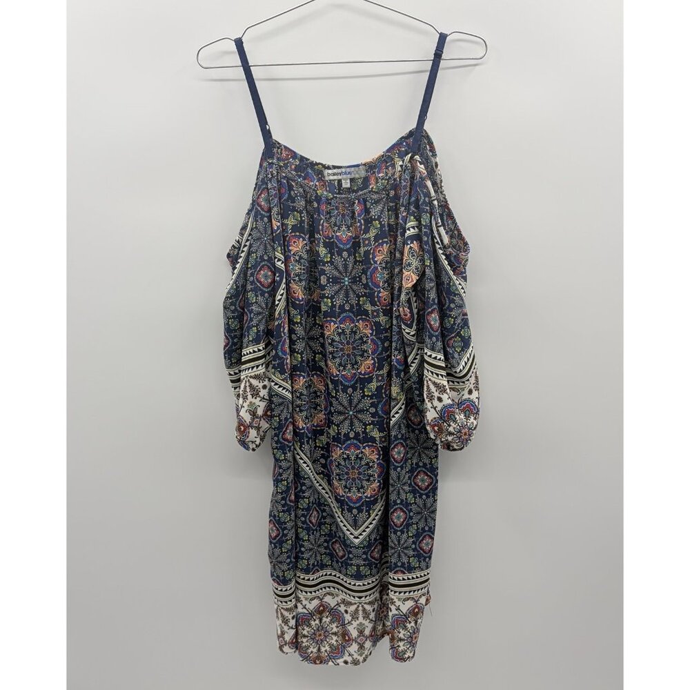 Bailey Blue Women Plus Size 2X Spaghetti Strap Cold Shoulder Paisley Print Dress